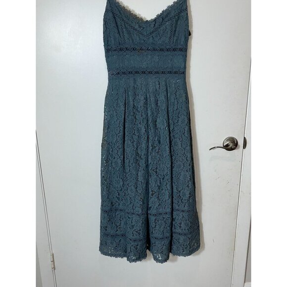 NSR Blue Crochet Lace Sleeveless Midi Dress For Women Size Medium - Picture 4 of 10